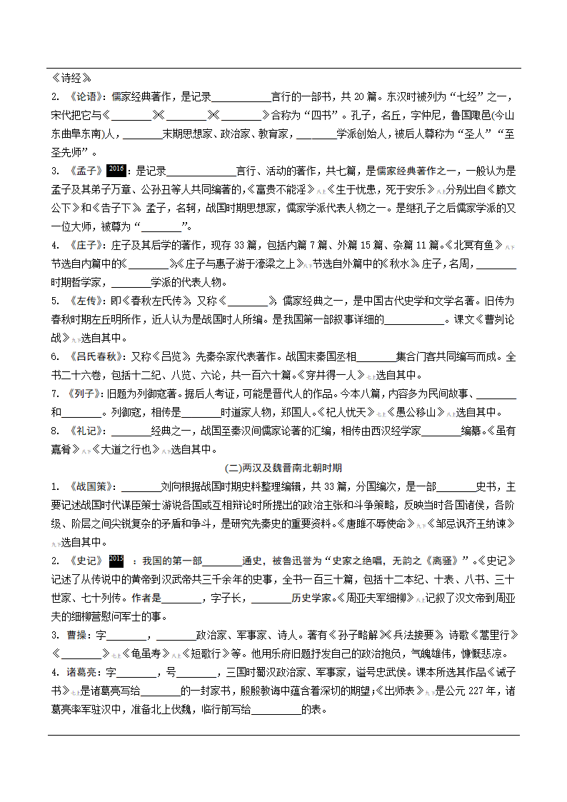 2022年中考语文复习专题☆文学文化常识★ 教材文学常识分类梳理(word版含答案).doc第3页