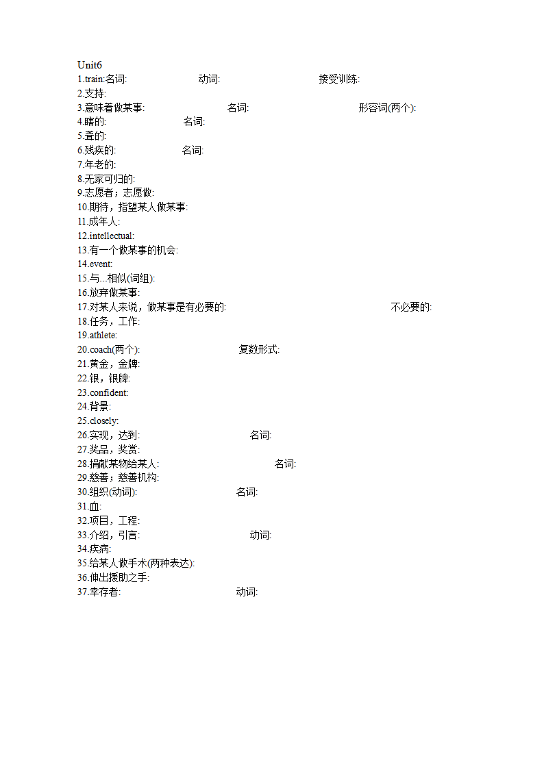 人教版八年级英语下册  Unit 1 -Unit 7 重点单词词组默写（无答案）.doc第8页