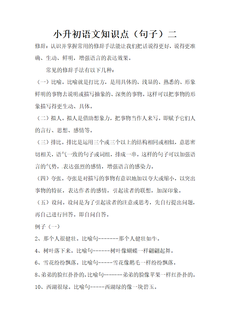 部编版小升初语文知识点（句子）二.doc第1页