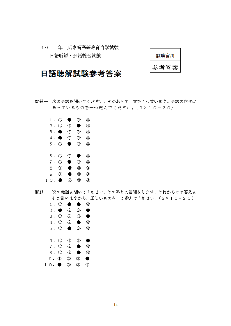 日语(基础科段)日语听说考试大纲第14页