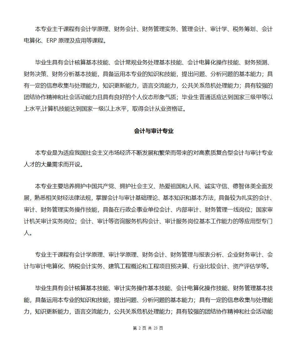 贵州商业高等专科学校专业简介(汇总版)第2页