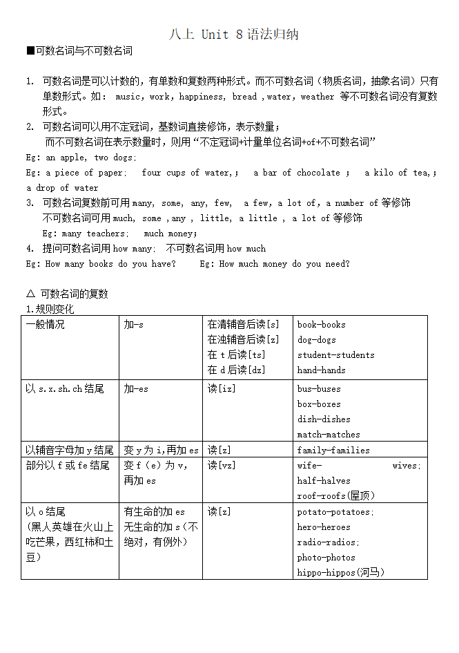 Unit 8 How do you make a banana milk shake？词汇短语语法归纳学案.doc第1页