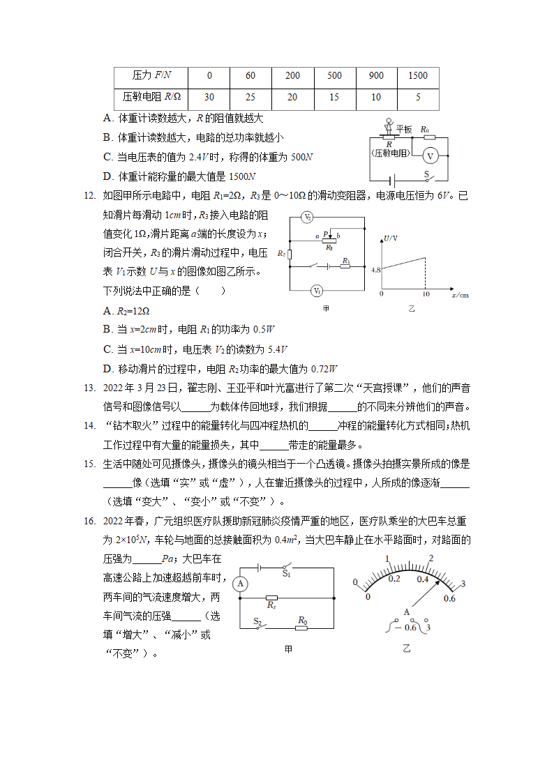 2022年四川省广元市中考物理真题（word版 有答案）.doc第3页