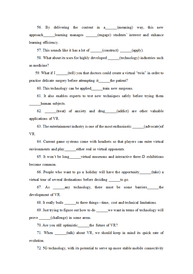 每天100道语法填空题过高考英语高频词汇15 (含答案).doc第4页