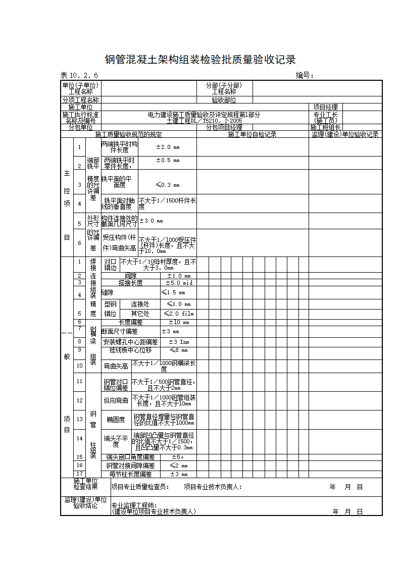 钢筋混凝土架构安装检验批质量验收记录材料.doc第2页