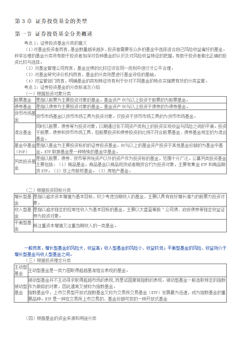 基金从业资格考试基金法律法规第3章证券投资基金的类型第1页