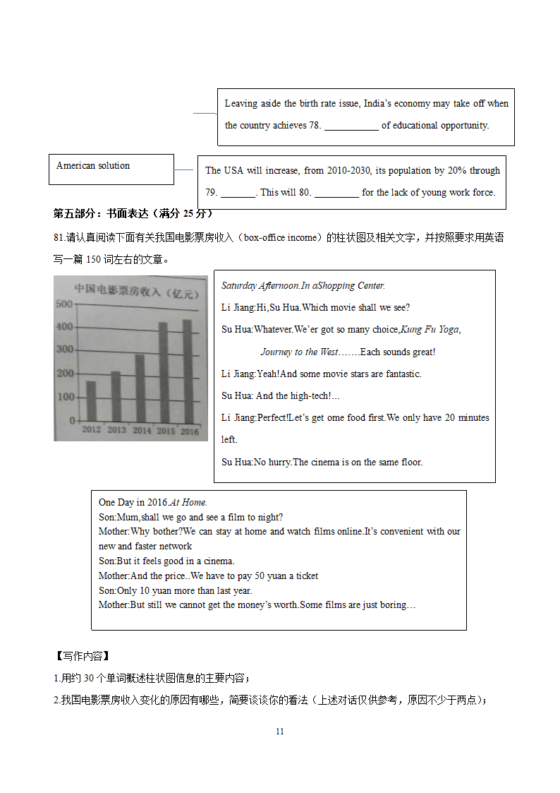 2017年普通高等学校招生全国统一英语考试(江苏卷)(有答案)第11页