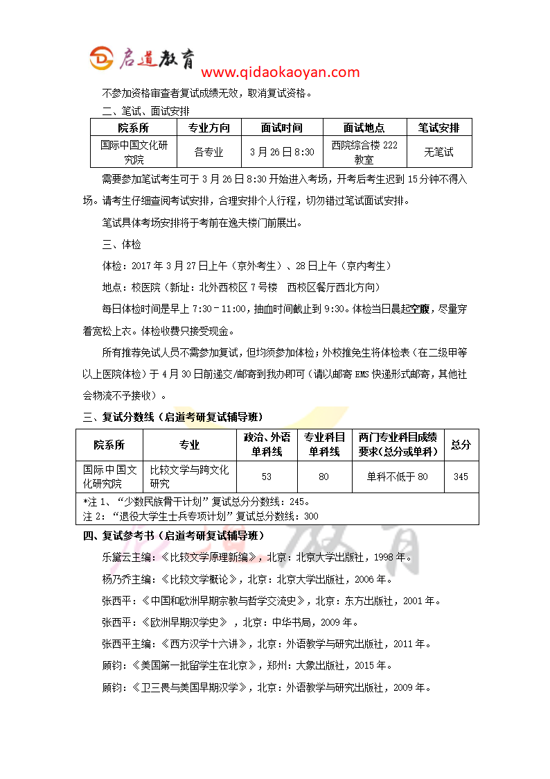 2018北京外国语大学国际中国文化研究院考研复试通知复试时间复试分数线复试经验第2页