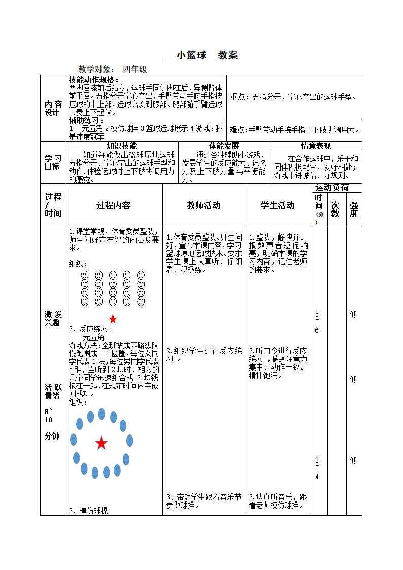 小学体育教案-小篮球运球 全国通用.doc第1页