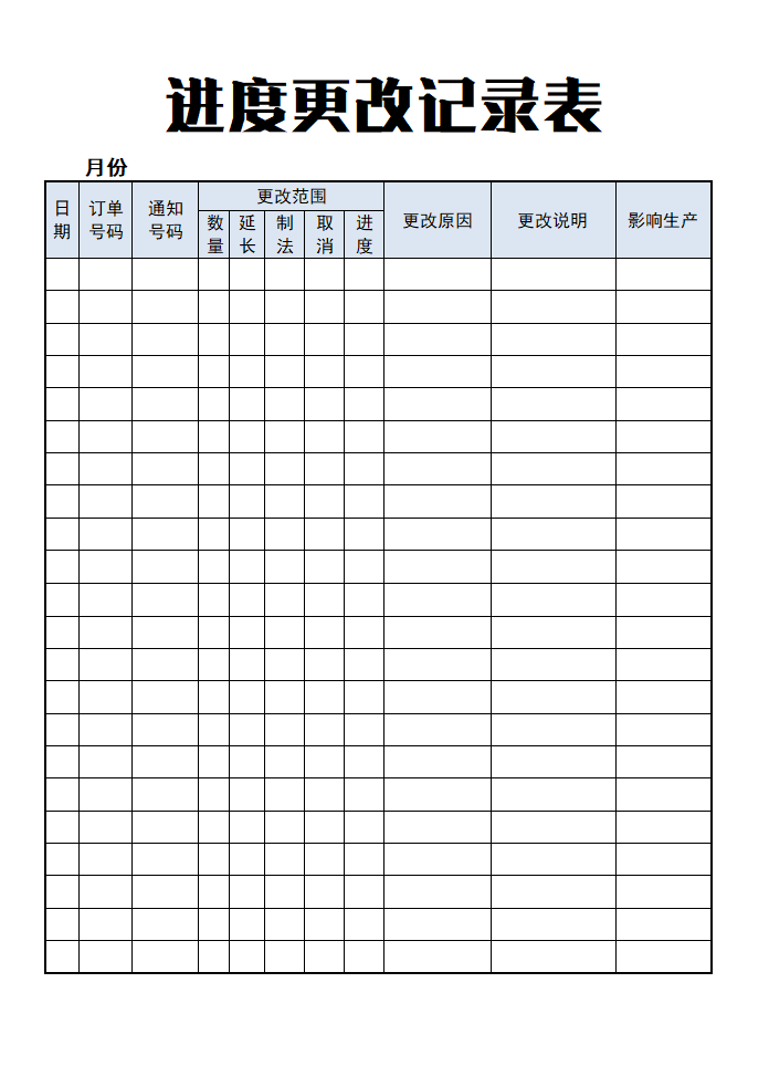 进度更改记录表.doc