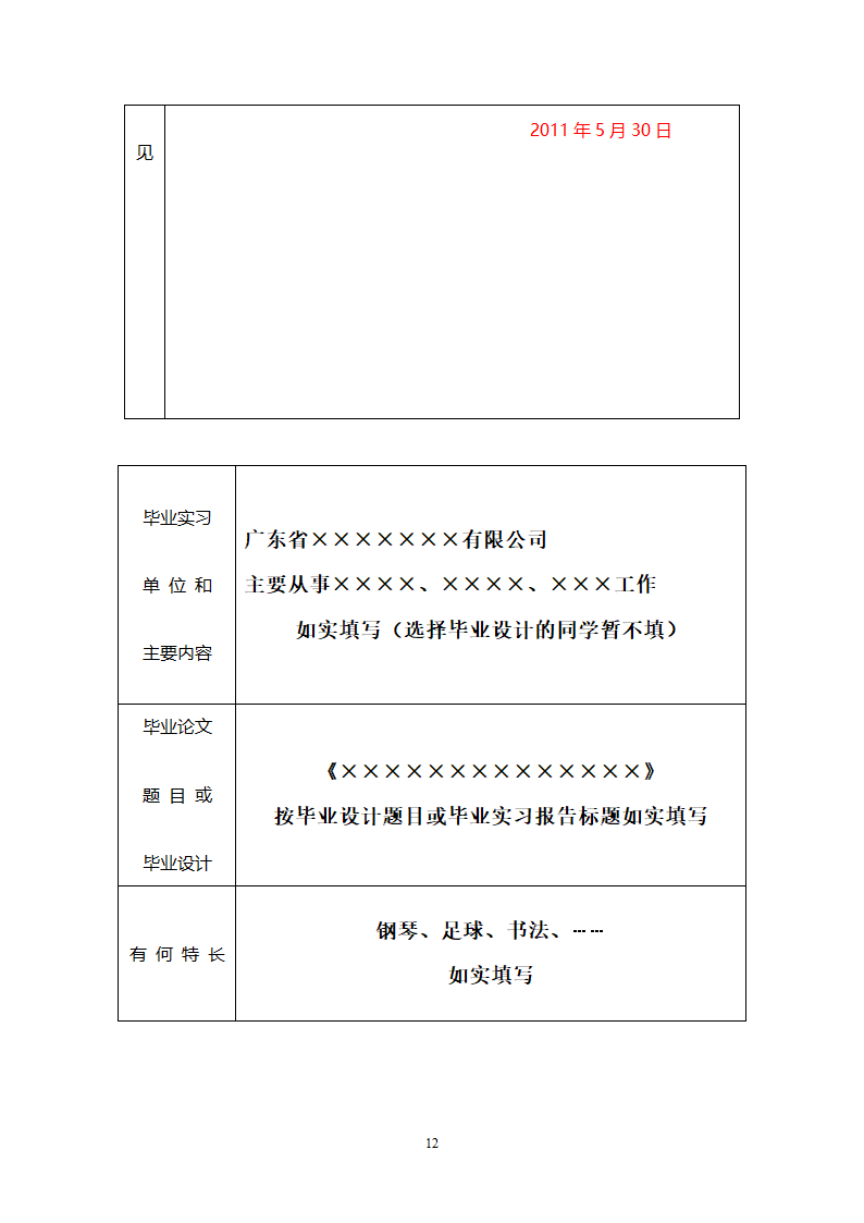 河南大学民生学院高等学校毕业生登记表填写要求第12页