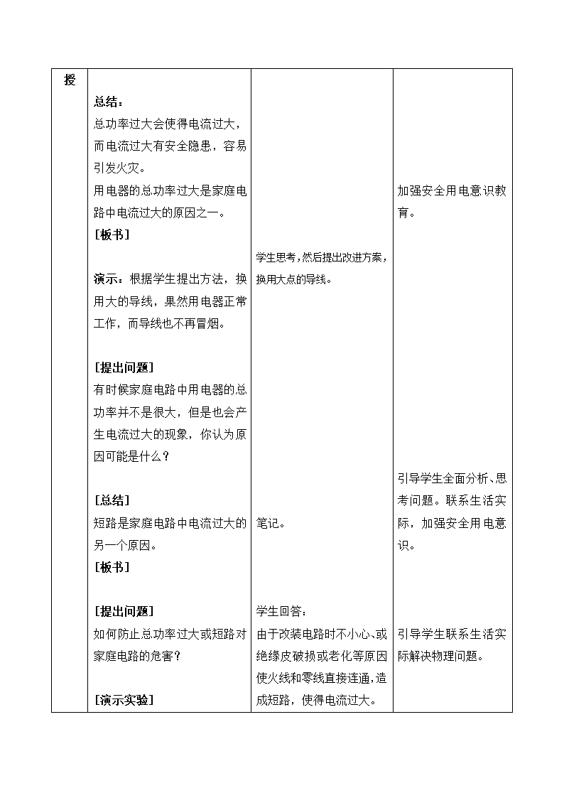 人教版九年级物理 19.2家庭电路中电流过大的原因 教案.doc第3页