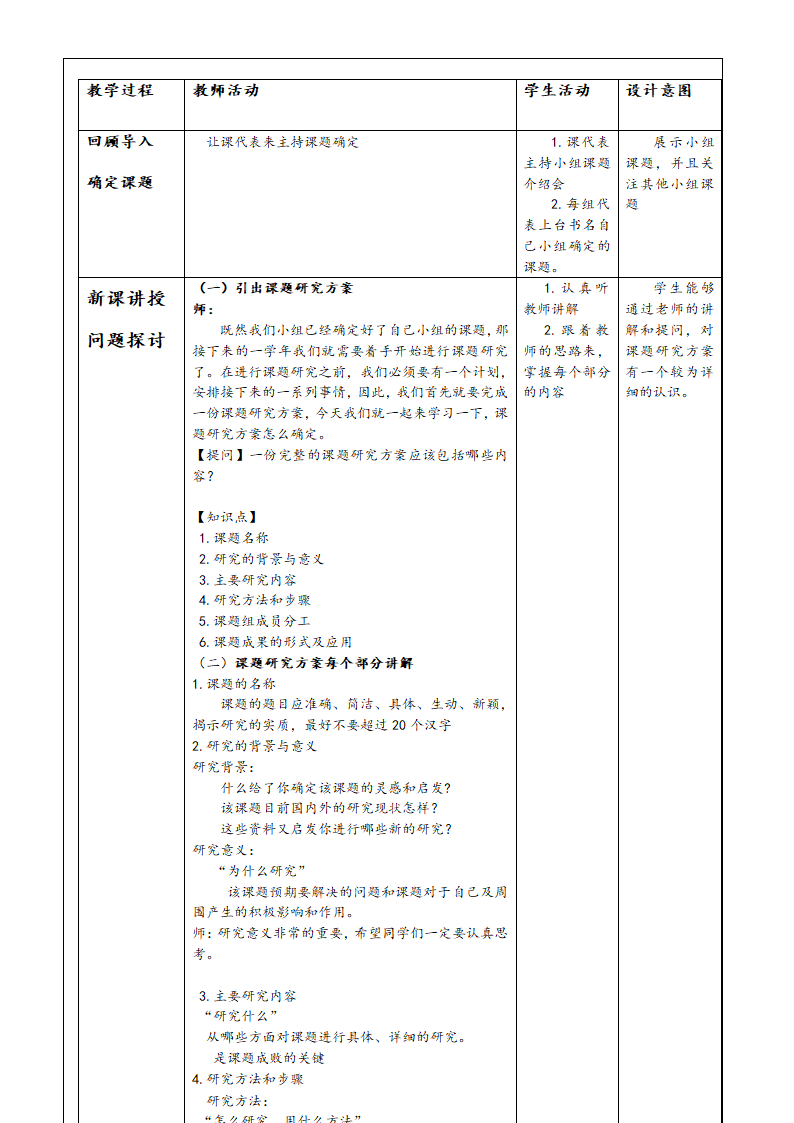 通用版高一综合实践 课题研究方案 教案.doc第2页