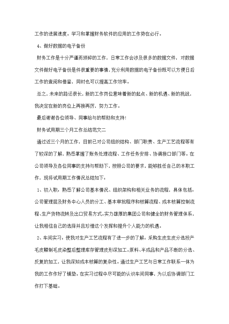 财务试用期三个月工作总结.docx第3页