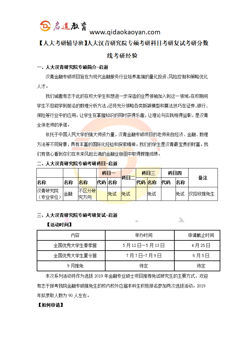 【人大考研辅导班】人大汉青研究院专硕考研科目考研复试考研分数线考研经验第1页