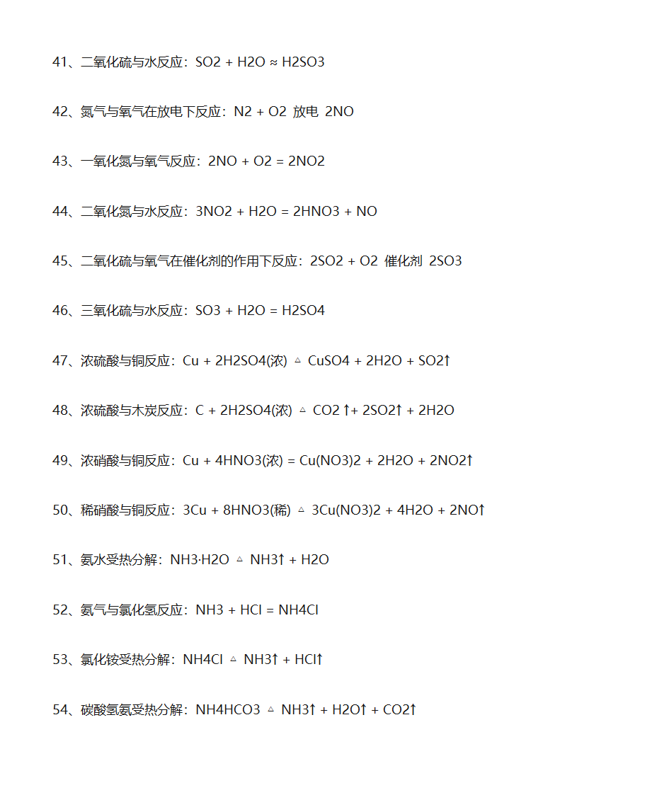 高中化学必背的化学方程式第4页