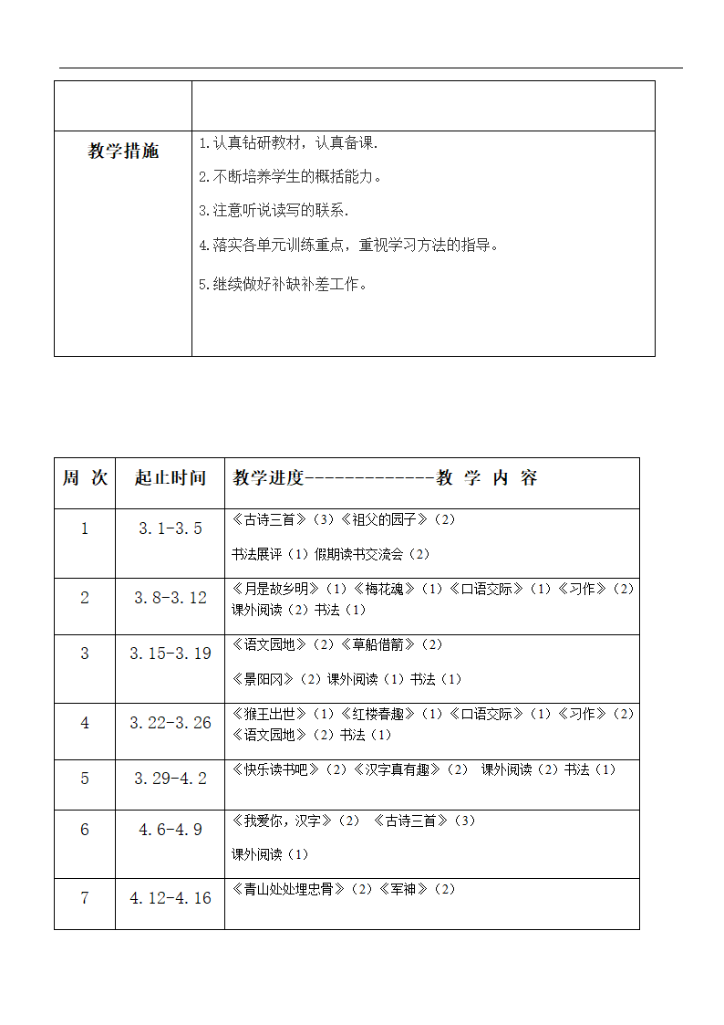 统编版五年级下册语文学科 教学计划表.doc第2页