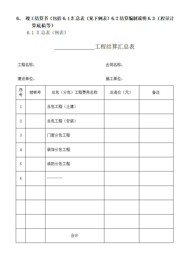 某著名工程结算书模板.doc第6页