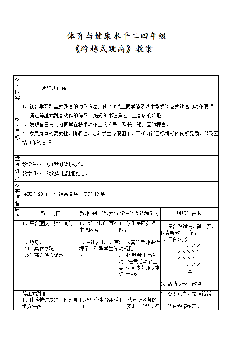 小学体育教案-跨越式跳高  全国通用.doc第1页