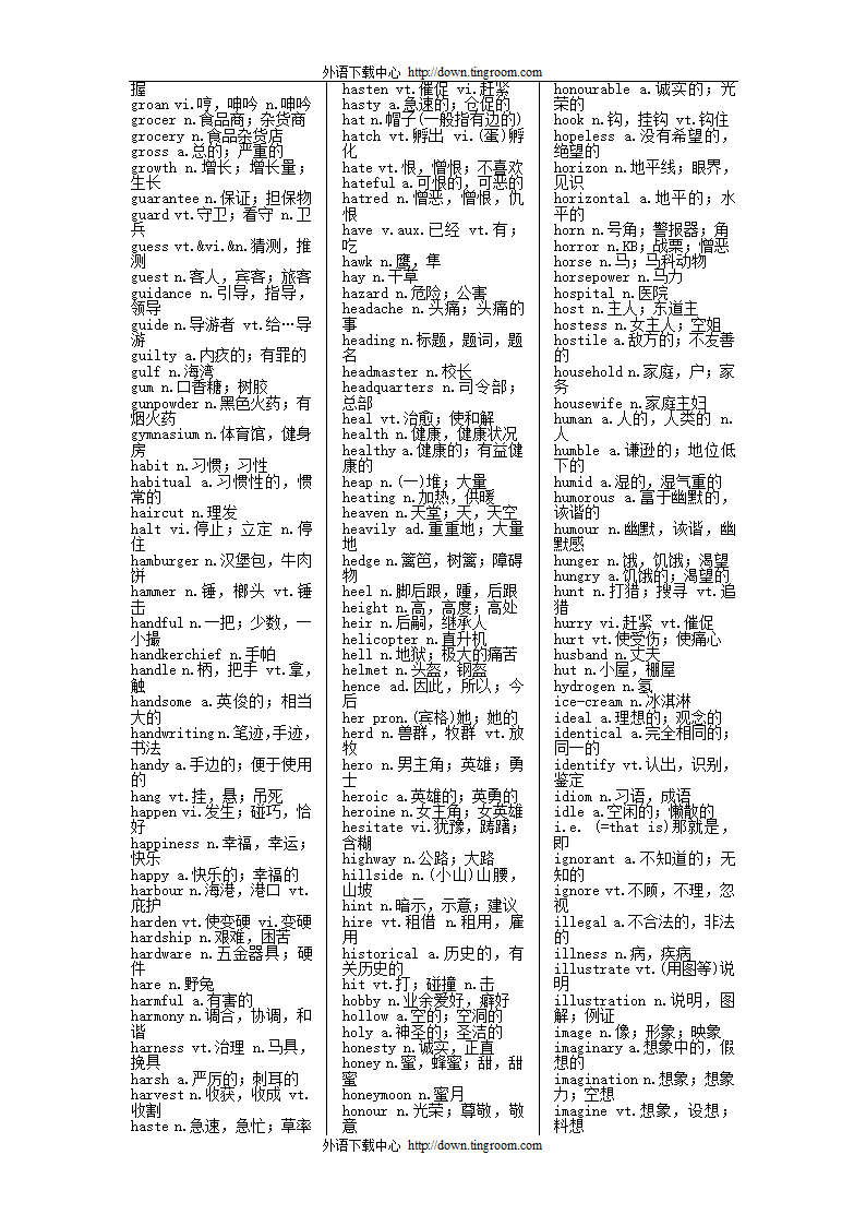 英语四级大纲词汇(按字母顺序)第14页