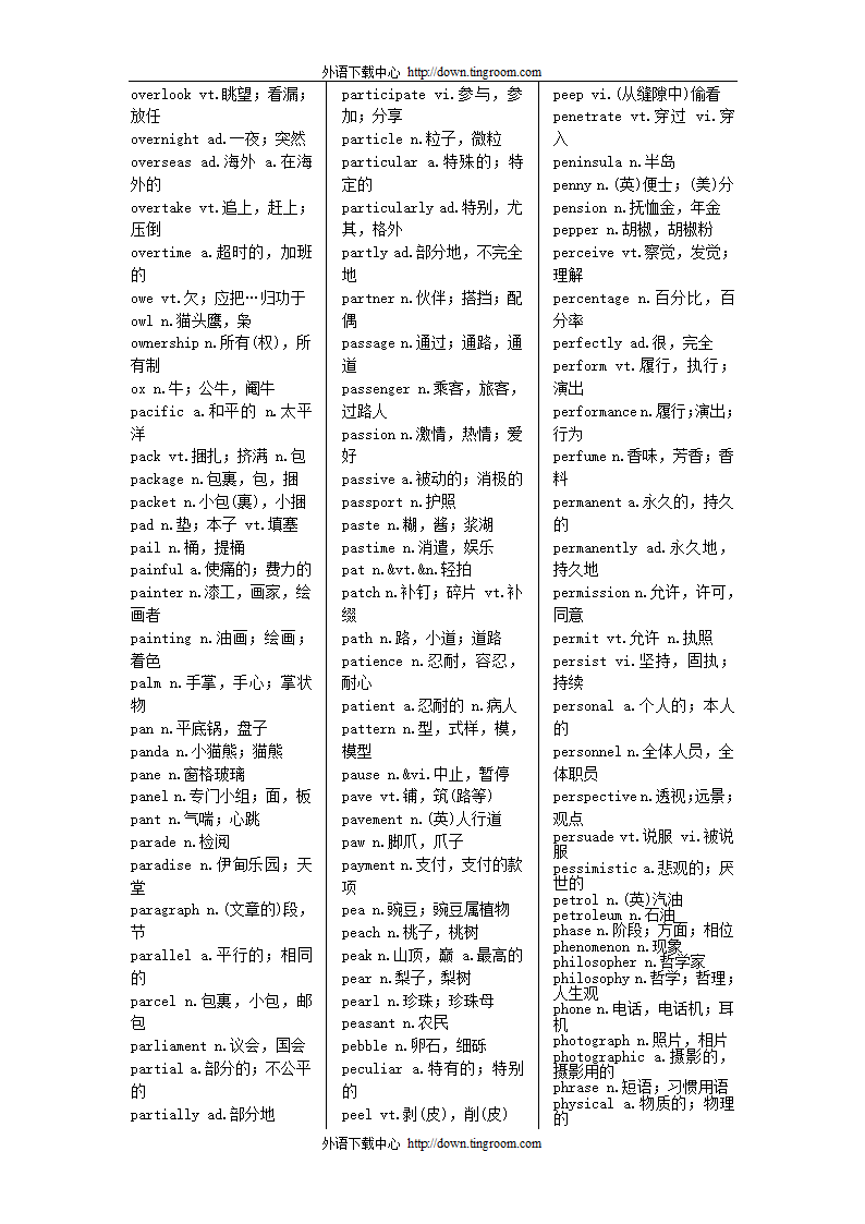 英语四级大纲词汇(按字母顺序)第21页