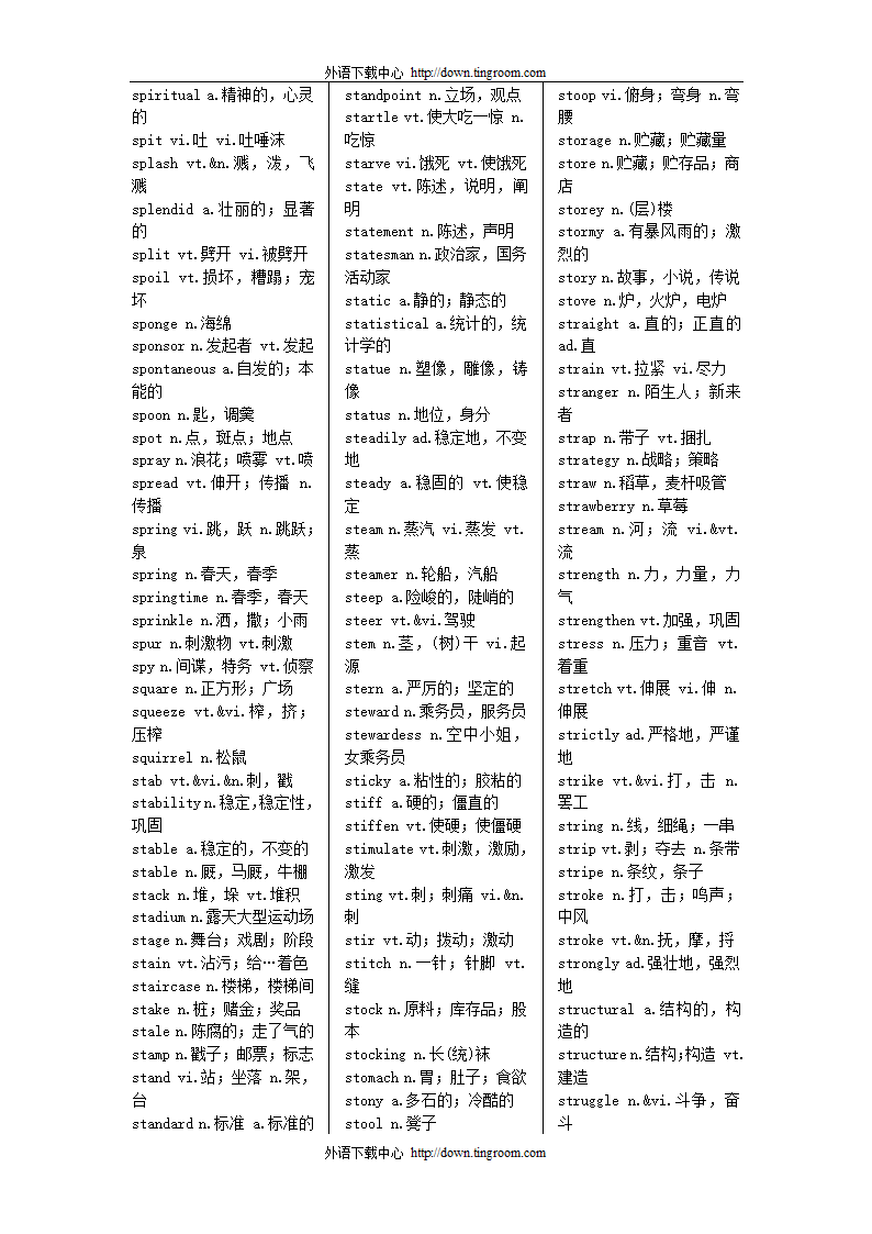 英语四级大纲词汇(按字母顺序)第29页