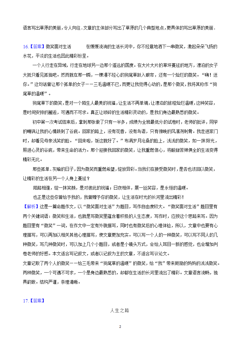 河北省2023年九年级中考备考语文专题复习：作文题（含解析及范文）.doc第28页