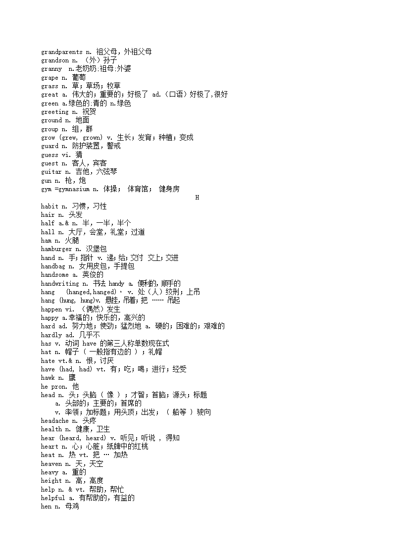 福建省武平县城郊初级中学2015英语中考总复习必备1500个词汇.doc第12页