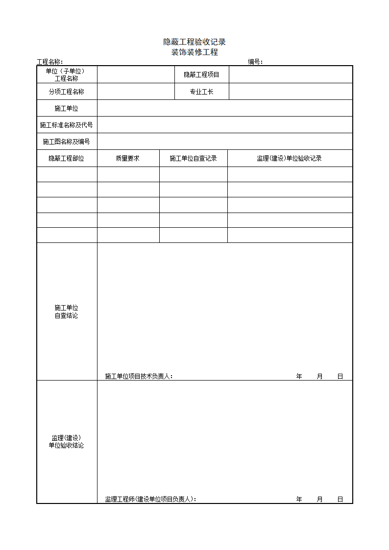 隐蔽工程验收记录 装饰装修工程.doc第1页