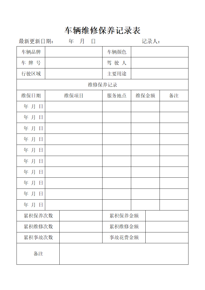 车辆维修保养记录表.docx