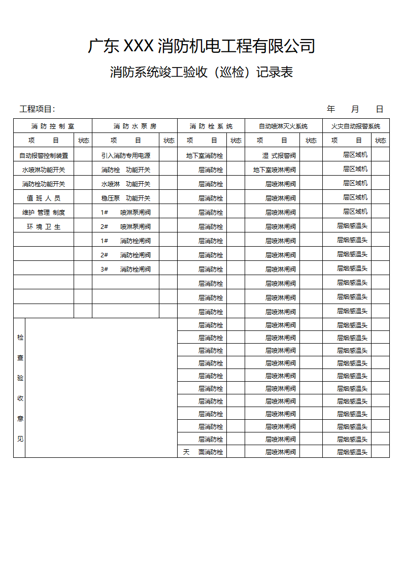 消防系统竣工验收（巡检）记录表.docx