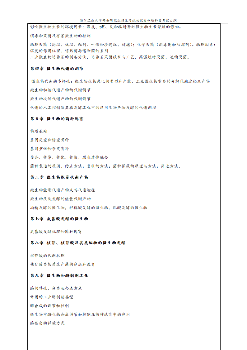 2021浙江工业大学研究生考试大纲937工业微生物(II)(专业学位)2021第2页