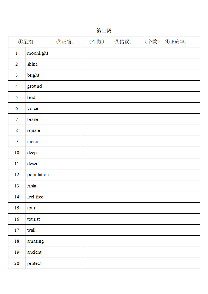 2022年人教版中考复习八年级下册中英词汇默写（第三周）（word版）.doc第1页