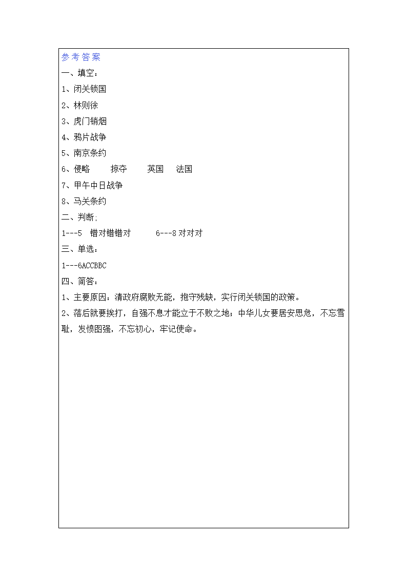 7、不甘屈辱 奋勇抗争 知识点及同步练习题.doc第5页