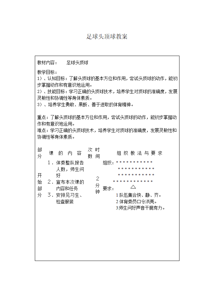 小学体育教案-足球头顶球 全国通用.doc第1页