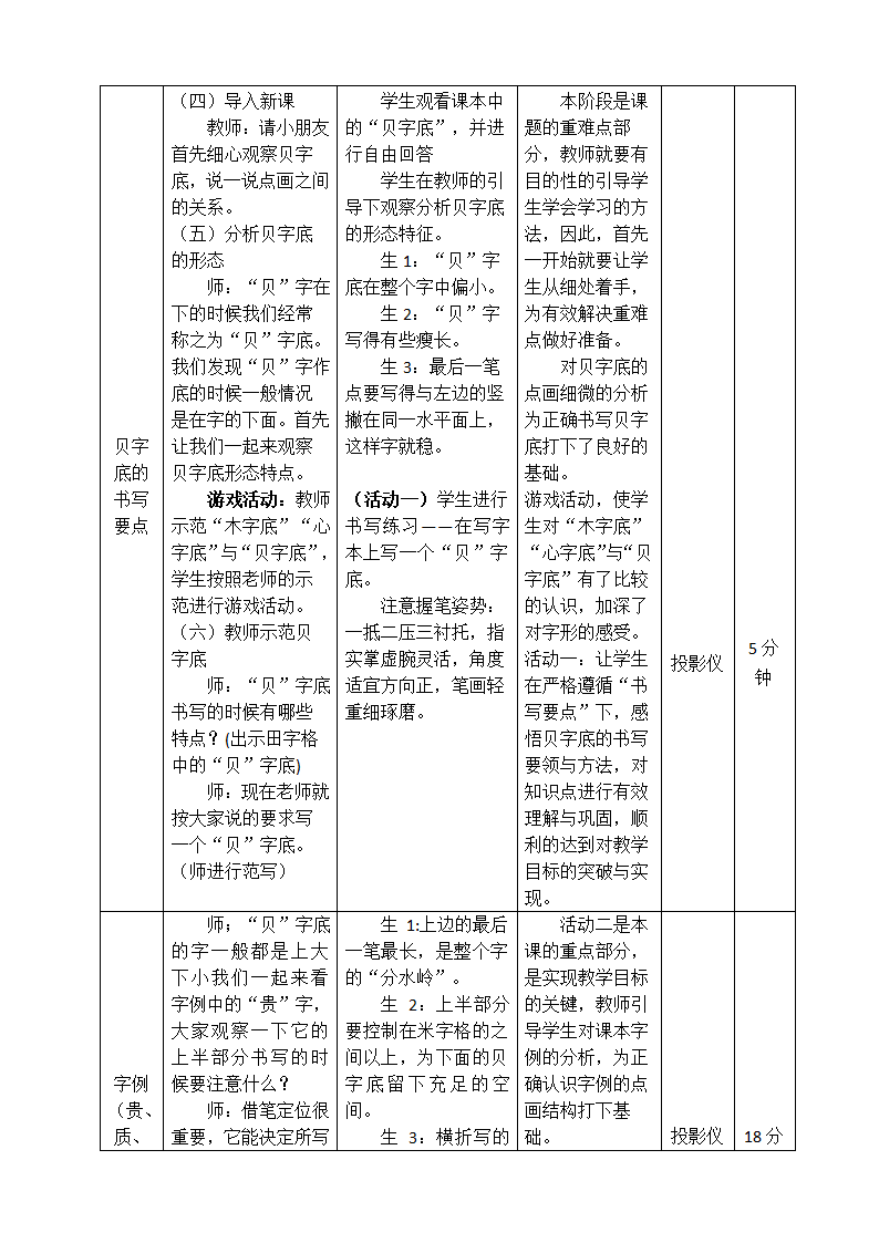 北师大版 书法练习指导 14贝字底 教案（表格式）.doc第3页