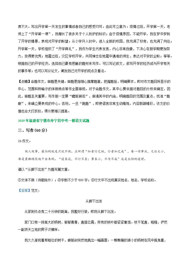 2020年福建省各地中考一模语文试题分类汇编：作文专题（含答案）.doc第9页