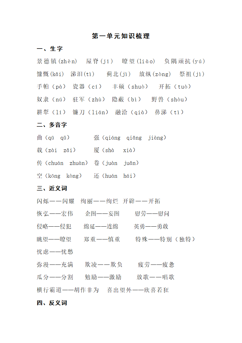 苏教版小学语文六年级上学期 教材知识点整理.doc第1页