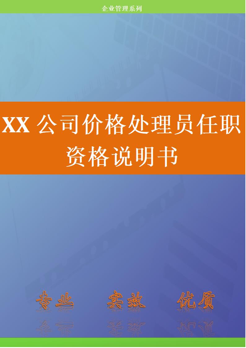 人资规划-XX公司价格处理员任职资格说明书.doc第1页