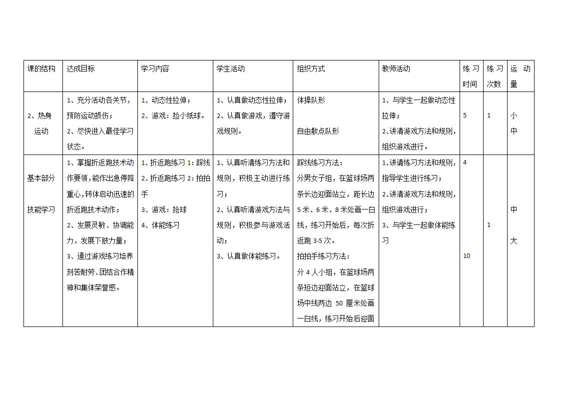 二年级体育 折返跑 教案 全国通用.doc第2页