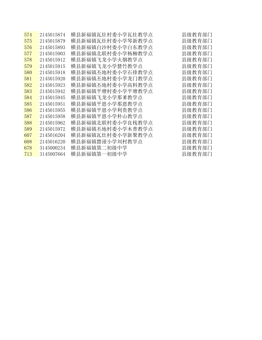 横县中小学学校代码第2页