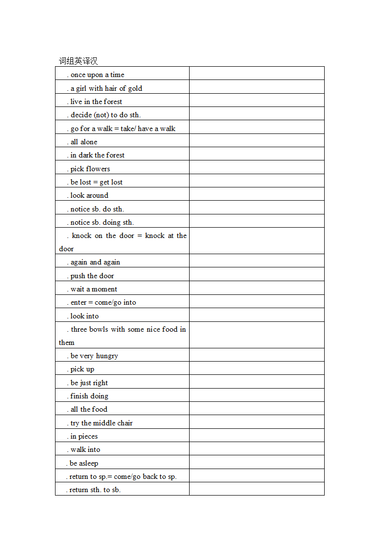 2021-2022学年外研版七年级英语下册 Module 8 Story time 单词、词组默写清单（含答案）.doc第3页