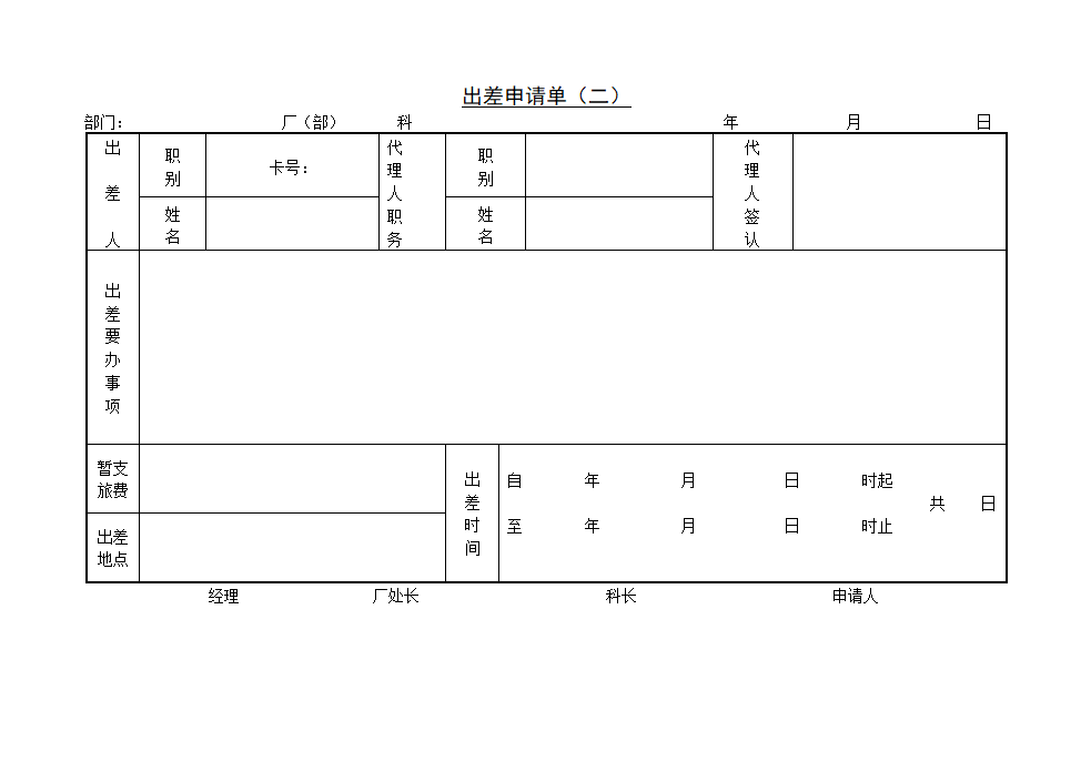 某公司出差申请单模板.doc