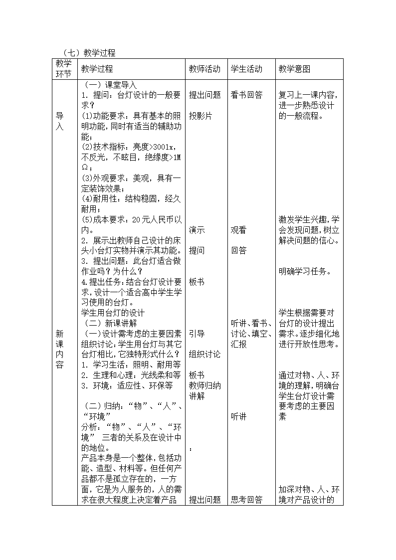 苏教版高中通用技术必修一 5.1方案的构思方法—设计分析教学设计 教案.doc第2页