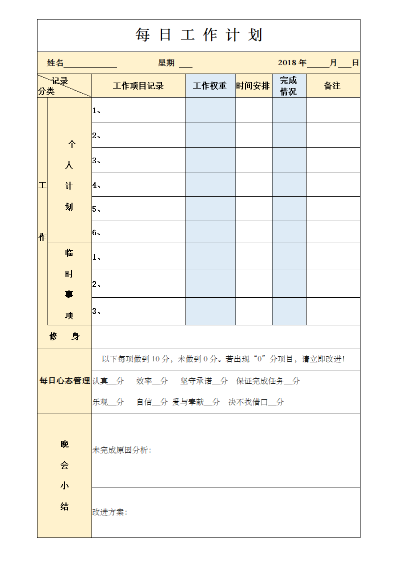 每日工作计划.docx第1页