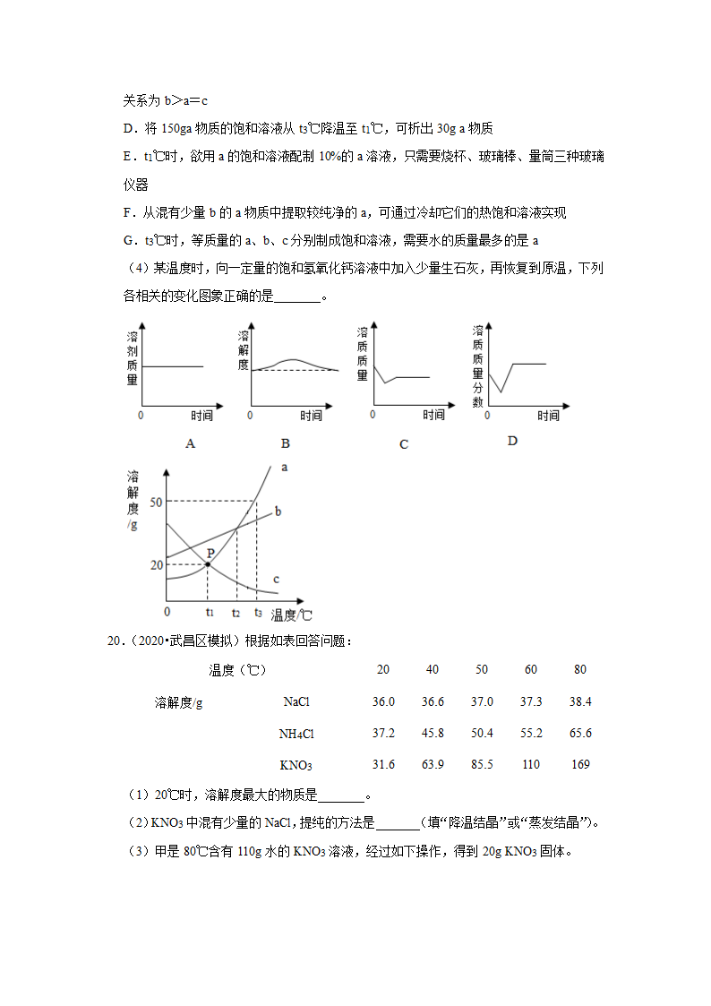 武汉2021年中考化学复习专练(7)溶液(word版含解析)第11页