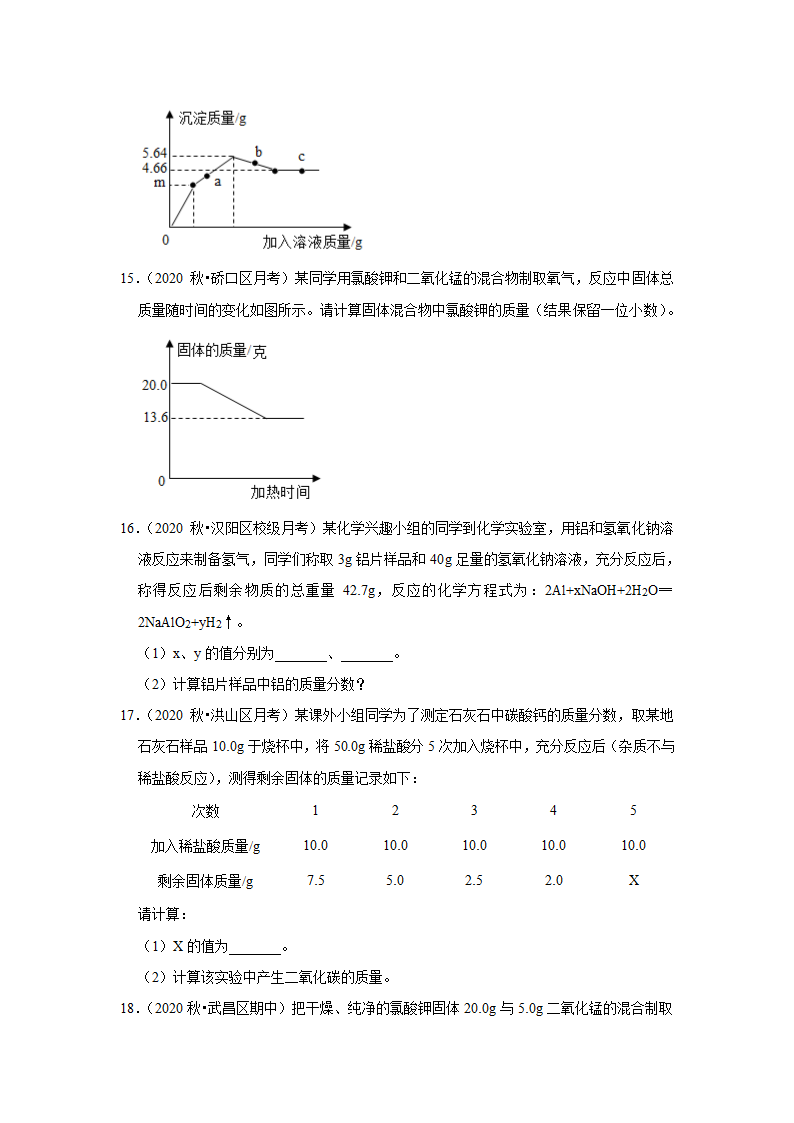 武汉2021年中考化学复习专练(3)质量守恒定律与化学方程式(word版含解析)第6页