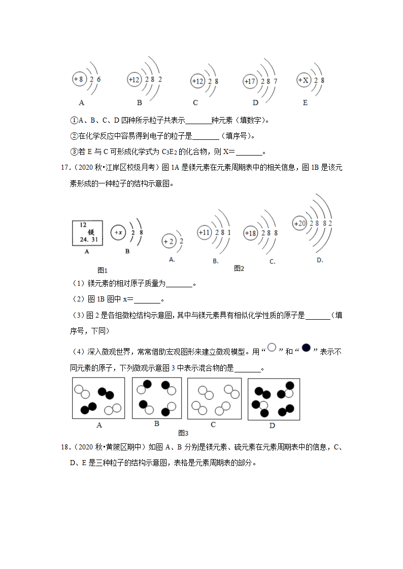 武汉2021年中考化学复习专练(1)分子、原子、元素(word版含解析)第6页