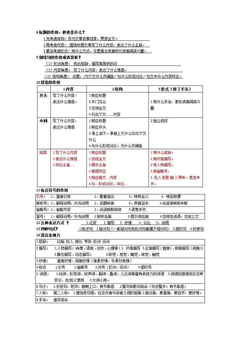 中考语文一轮专题复习：初中记叙文知识点.doc第2页