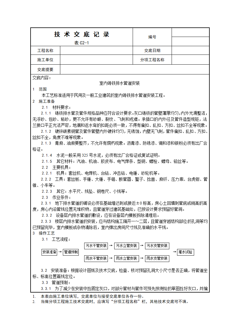 室内铸铁排水管道的安装工程.doc